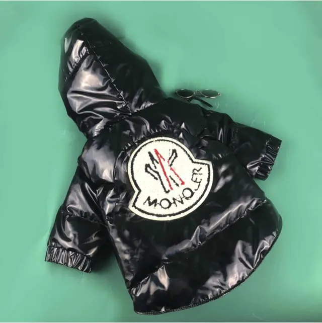 Pet Clothes Star Patent Fur Collar Down Jacket Black - Shop at LoveMi