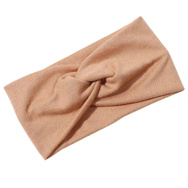 Simple Knitted Cross Headband Yoga Sports Girls Sports Wide Brim Hair Accessories Beige - Shop at LoveMi