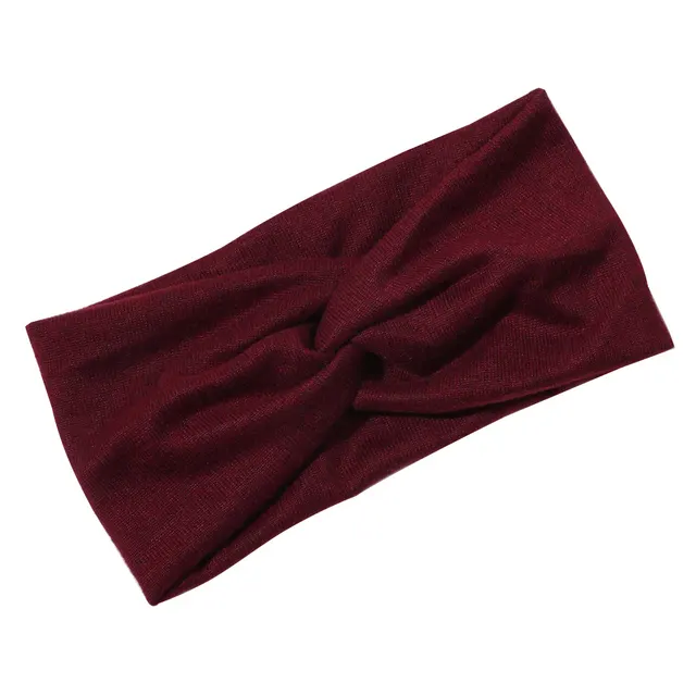 Simple Knitted Cross Headband Yoga Sports Girls Sports Wide Brim Hair Accessories Wine Red - Shop at LoveMi