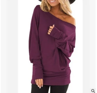Women's Long-Sleeved T-Shirt Outer Solid Color Top - Purple
