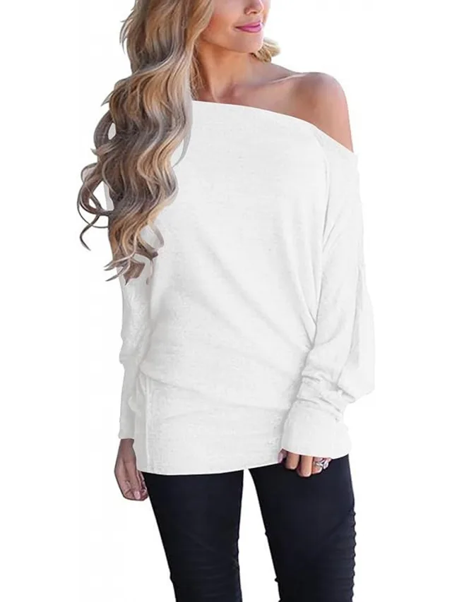 Women's Long Sleeved T Shirt Outer Solid Color Top White - Shop at LoveMi