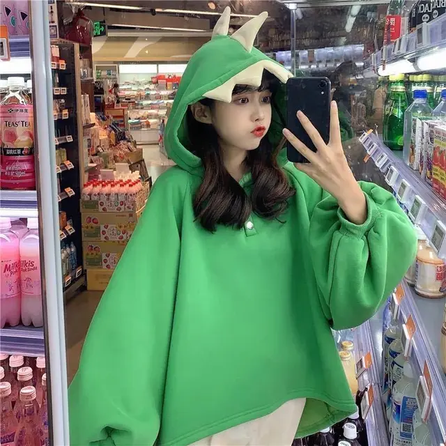 The New Korean Style Autumn And Winter Loose Lazy Wind Jacket Green - Shop at LoveMi
