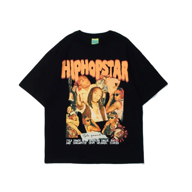 Short Sleeved Net Red Ins European And American Printed T Shirt Half Sleeve Black - Shop at LoveMi