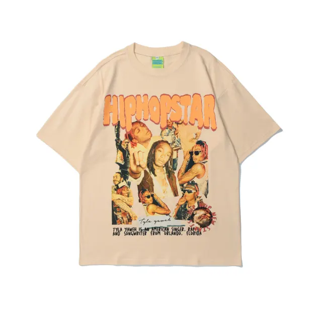 Short Sleeved Net Red Ins European And American Printed T Shirt Half Sleeve Khaki - Shop at LoveMi