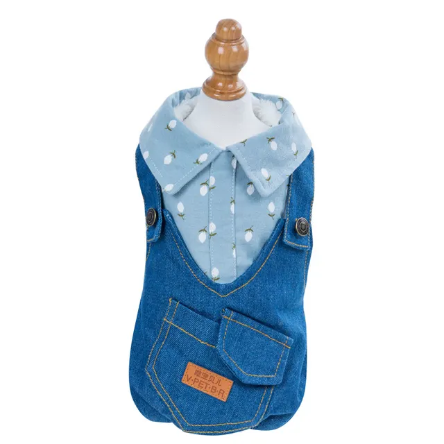 Four legged Clothes Handsome British Dog Padded Clothes Blue - Shop at LoveMi