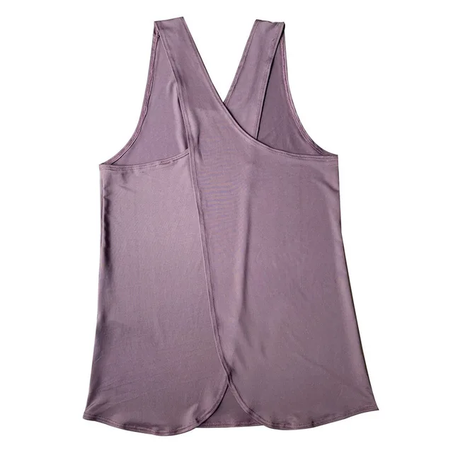 Sports Fitness Yoga Loose U neck Vest Women Purple - Shop at LoveMi