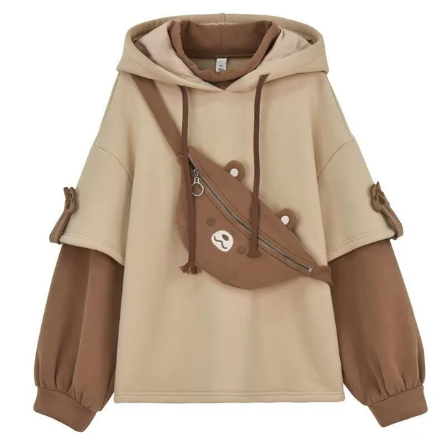 Korean Style Student Loose Hooded Pullover Coat Brown - Shop at LoveMi