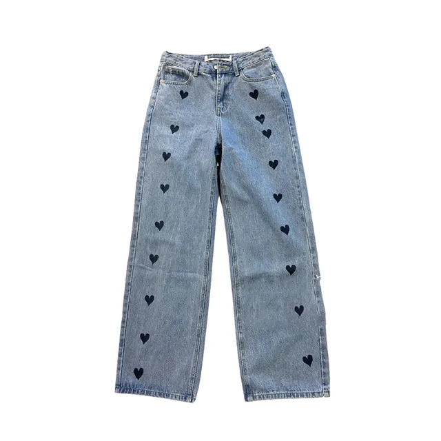 High Waist Straight Leg Jeans Women Spring and Summer Love Pants Blue - Shop at LoveMi