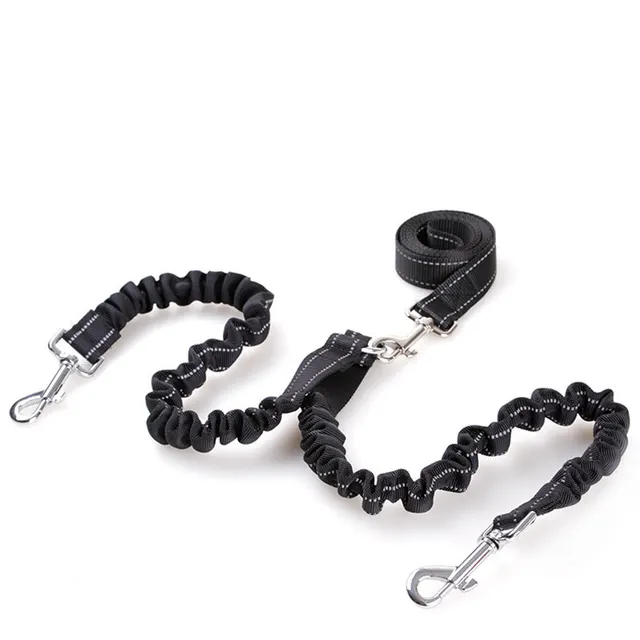 Double Headed Dog Pull Rope Retractable Dog Leash Black - Shop at LoveMi
