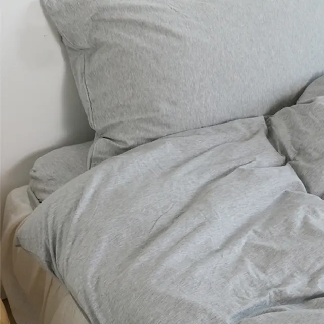 Four Piece Super Soft Tianzhu Cotton Knitted Bedding Light Grey - Shop at LoveMi