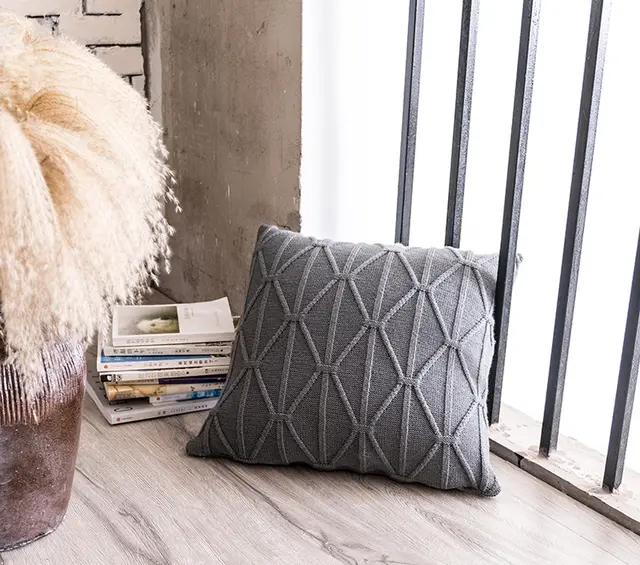 Nordic Simple Rope Knot Pillow Cushion Grey - Shop at LoveMi