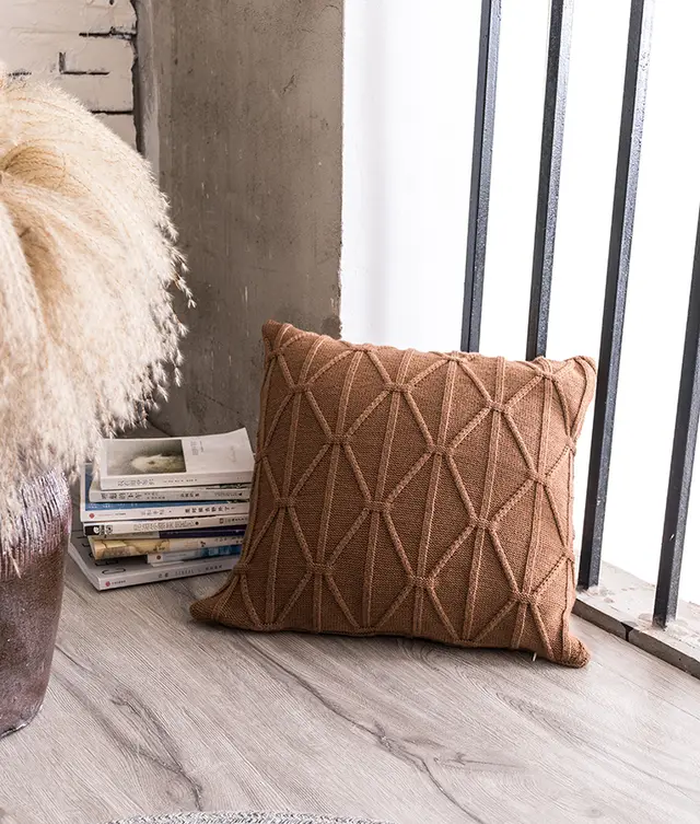 Nordic Simple Rope Knot Pillow Cushion Light Coffee - Shop at LoveMi