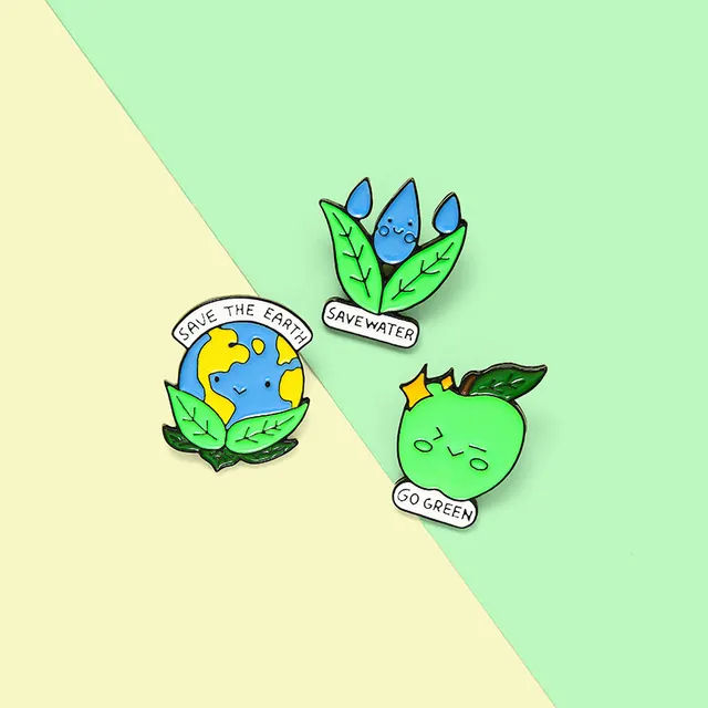 Green Food Green Apple Mother Ribbon Combination Brooch Default - Shop at LoveMi