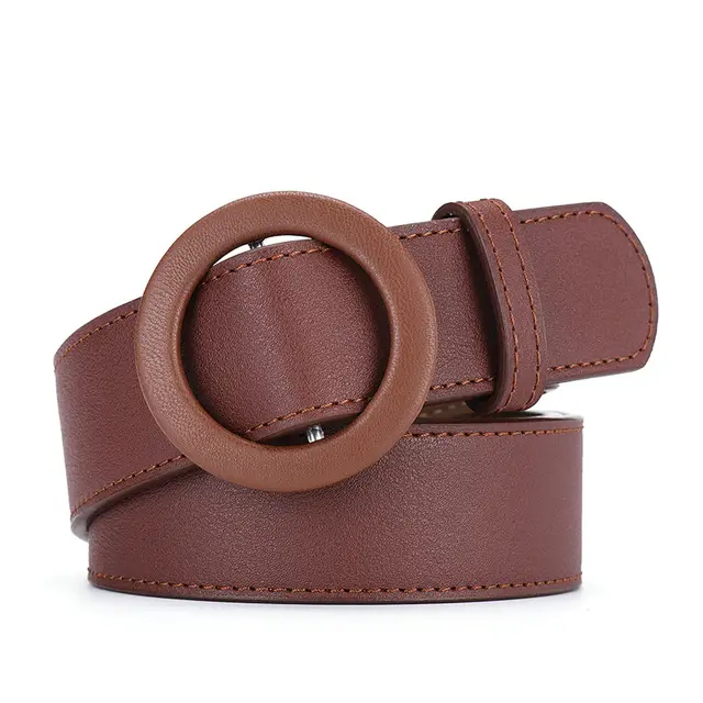 Lady Leather Bag Buckle Belt Korean Edition Fashion Brown - Shop at LoveMi