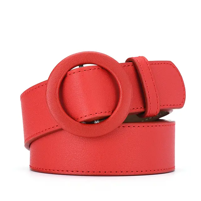 Lady Leather Bag Buckle Belt Korean Edition Fashion Red - Shop at LoveMi