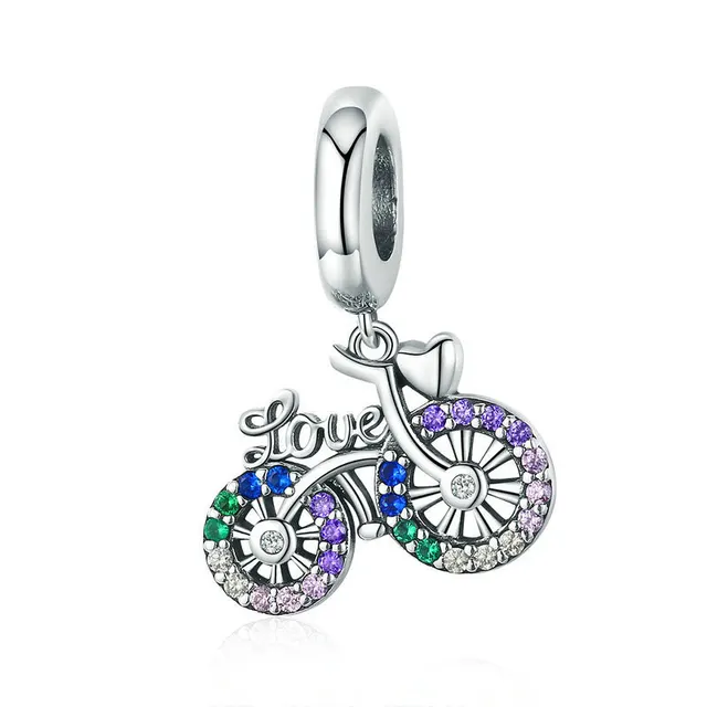 Beaded Bracelet 925 Bicycle Pendant Silver - Shop at LoveMi