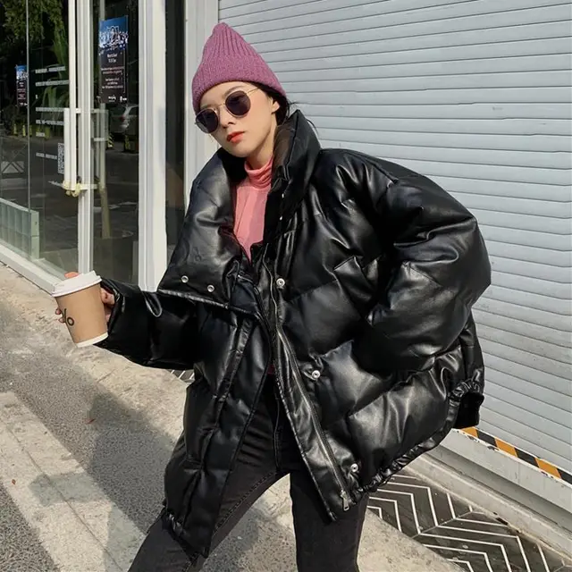 Style Retro Thick Leather Padded Jacket Black - Shop at LoveMi