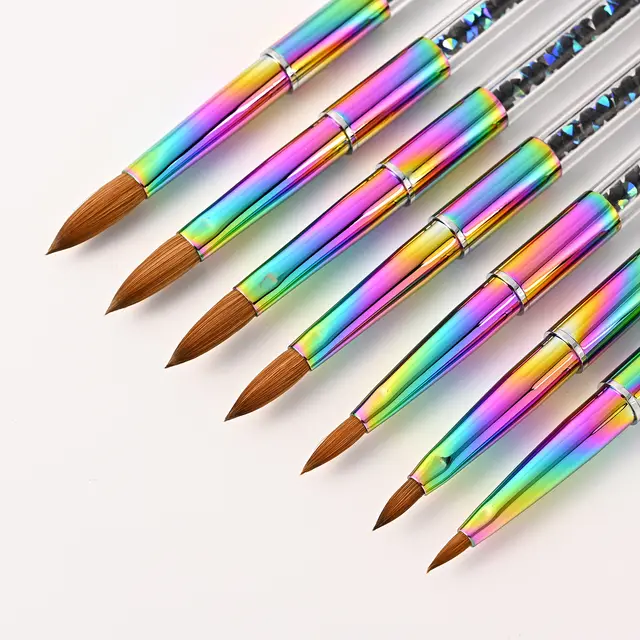 Colorful Gradient Rhinestone Mink Hair Nail Brush - Shop at LoveMi