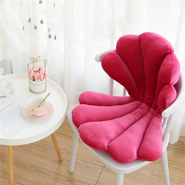 Luxurious Velvet Seal Shell Chair Cushion Unqiue Rose Seat Pillow Upscale Restaurant Chair Decor Girly Room Decorations Rose Red - Shop at LoveMi