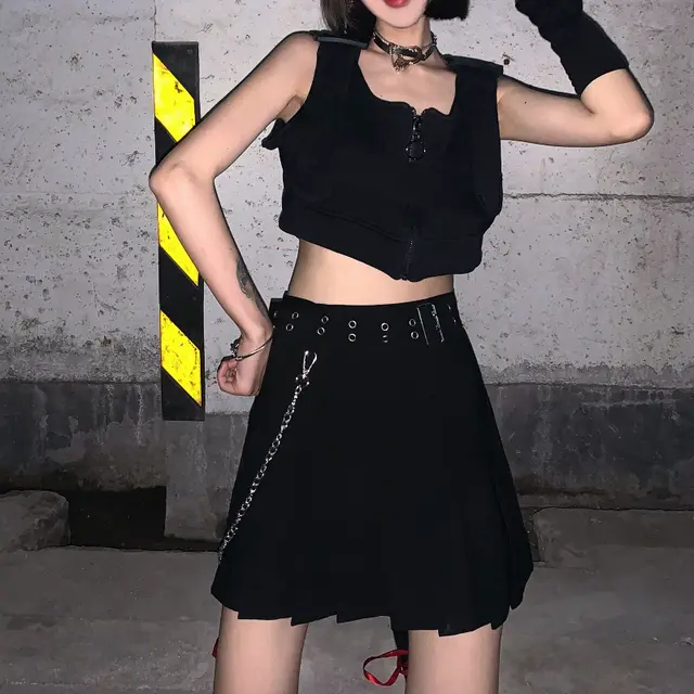 Trendy High Waist Slimming Half Length A Line Short Skirt Women Black - Shop at LoveMi