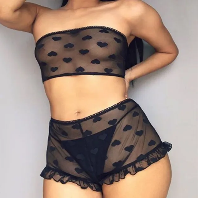 Two Piece Sexy Lingerie Sexy Temptation Lace Suit Black - Shop at LoveMi
