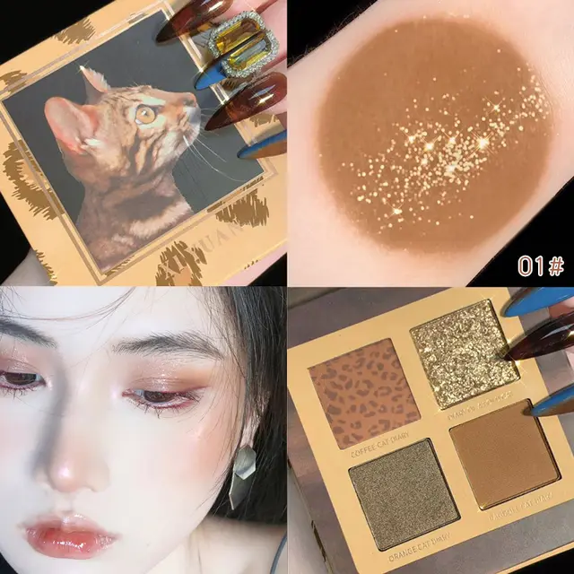 Cat Series Animal Eye Shadow Tray 4 Color Earth Color Matte Eye Shadow - Shop at LoveMi