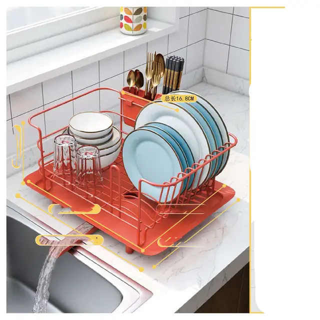 Stainless Steel Dish Rack Drain Rack Dish Rack Kitchen Shelf Orange - Shop at LoveMi