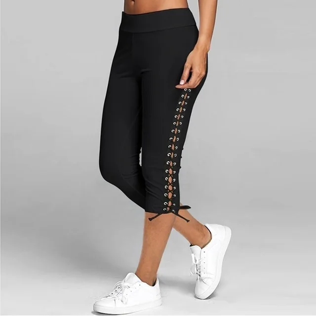 Slim Fit Eyelet Straps Multicolor Track Pants Black - Shop at LoveMi