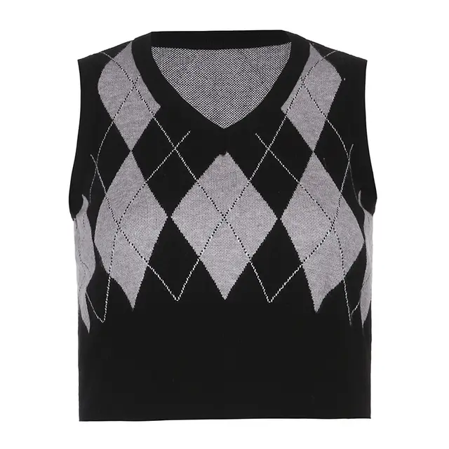 European And American Wind Short Style Sweater V Collar Vest Grey - Shop at LoveMi