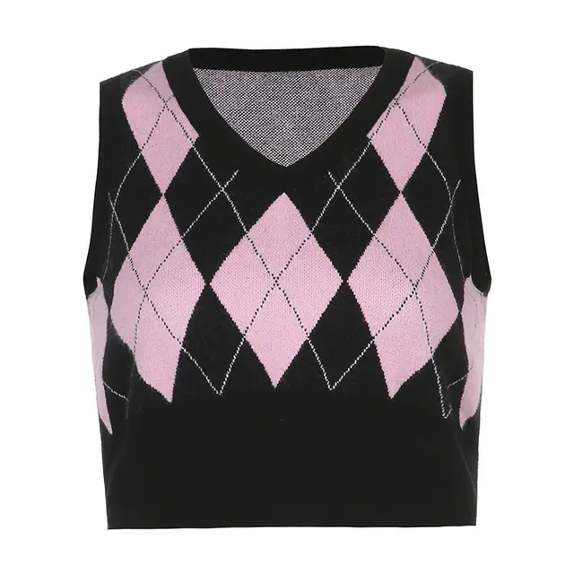 European And American Wind Short Style Sweater V Collar Vest Pink - Shop at LoveMi