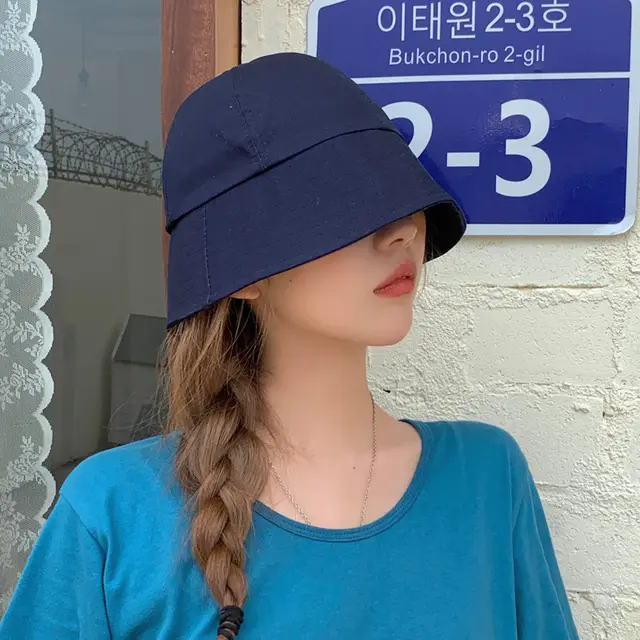 Flower Pot Hat Fisherman Hat Female Autumn And Winter Bucket Hat Navy Blue - Shop at LoveMi