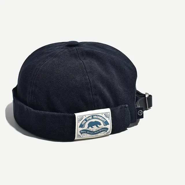 Female Winter Retro Patch Polar Bear Melon Hat Black - Shop at LoveMi