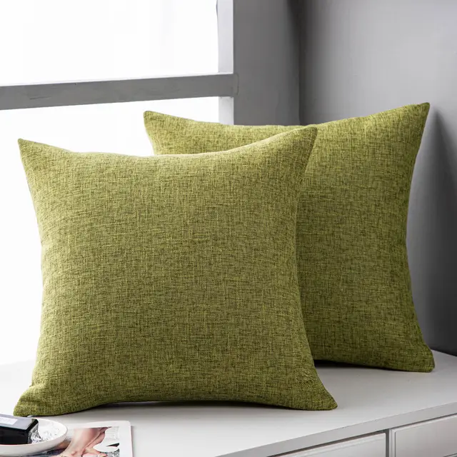 Solid Color Linen Sofa Pillow Cushion Living Room Pillow Cover Light Green - Shop at LoveMi