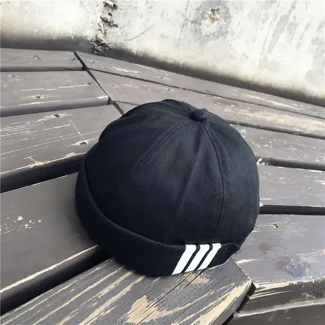 Beanie Baseball Cap Inch Head Melon Leather Hat Black - Shop at LoveMi