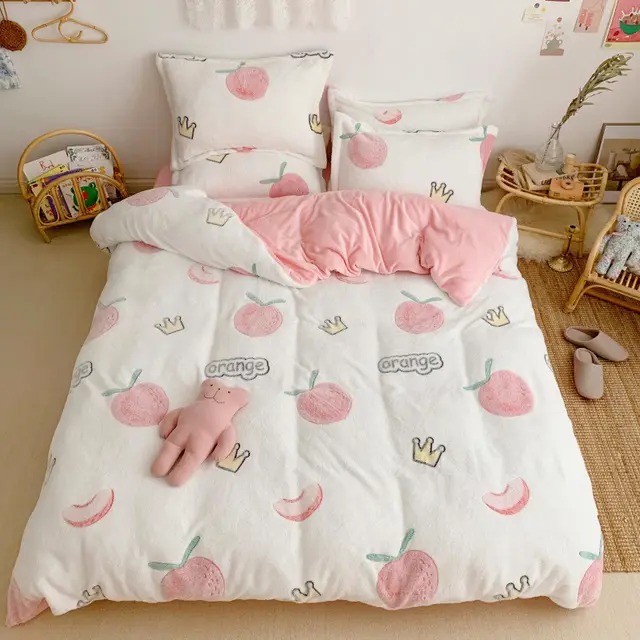 Thick and Warm Snow Fleece Four Piece Cartoon Fleece Bedding - Shop at LoveMi
