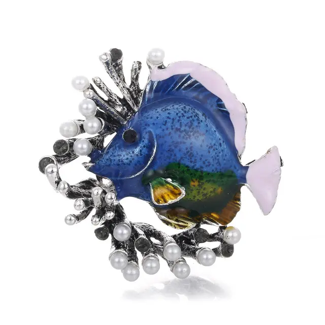European And American New Marine Fish Corsage Accessories Blue - Shop at LoveMi