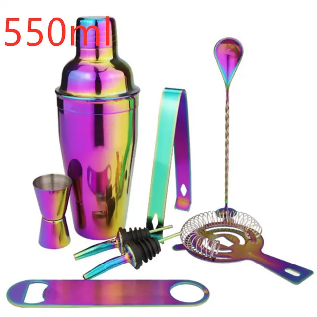 8 Piece Stainless Steel Cocktail Shaker Set, Electroplating Colorful Shaker 550Ml - Shop at LoveMi