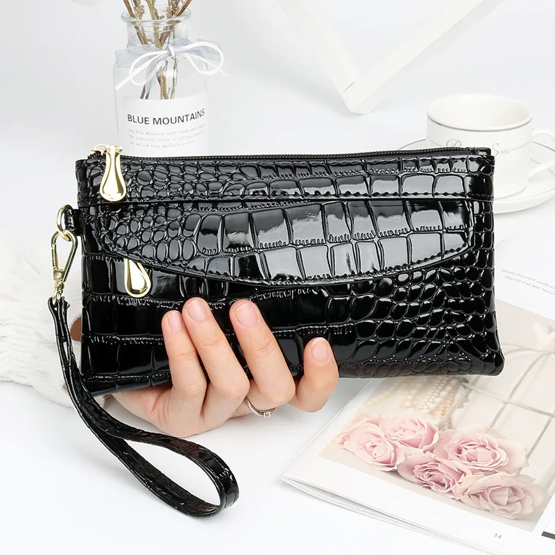 Casual Shiny Clutch Bag Ladies Coin Purse Black - Shop at LoveMi