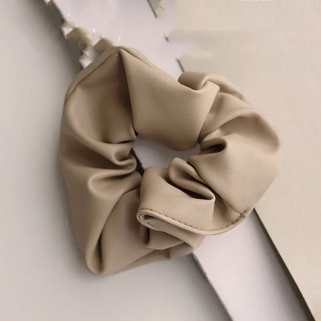 Elegant Temperament Pu Leather Large Intestine Hair Tie Hair Rope Apricot - Shop at LoveMi