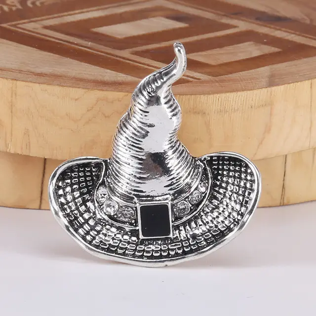 European And American Style Alloy Retro Witch Hat Brooch Sliver - Shop at LoveMi