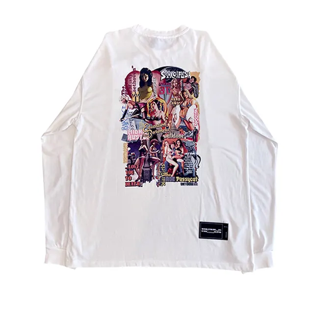 Cotton Long Sleeve Couple Clothes High Definition Printing for Students White - Shop at LoveMi