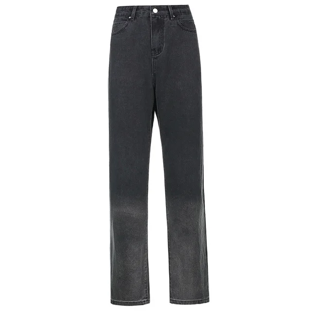 Vintage Gradient High rise Straight leg Jeans Black - Shop at LoveMi