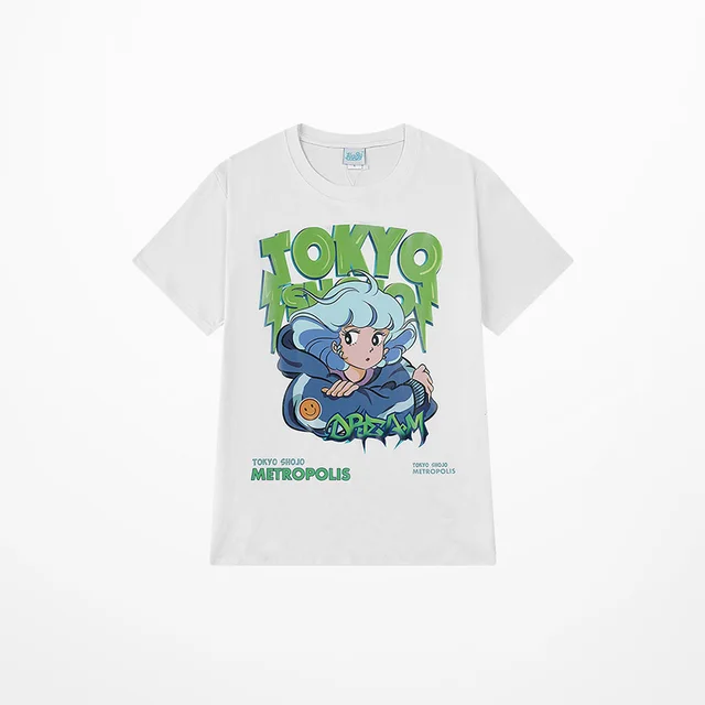 Comic Cartoon Print Short Sleeved T Shirt White - Shop at LoveMi