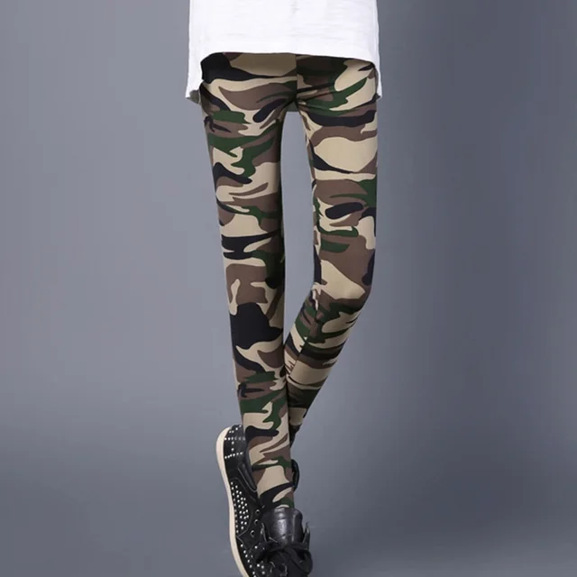Camouflage Slim Stretch Tight Yoga Pants Pencil Pants Dark Green Camouflage - Shop at LoveMi