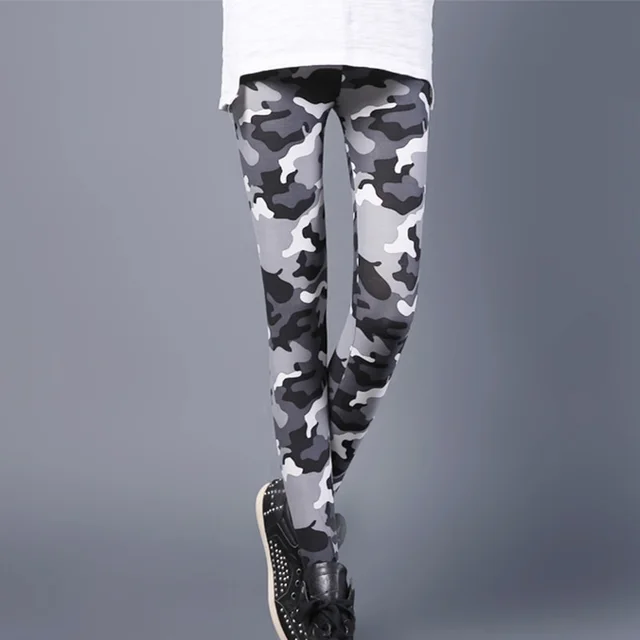 Camouflage Slim Stretch Tight Yoga Pants Pencil Pants White Grey Camouflage - Shop at LoveMi