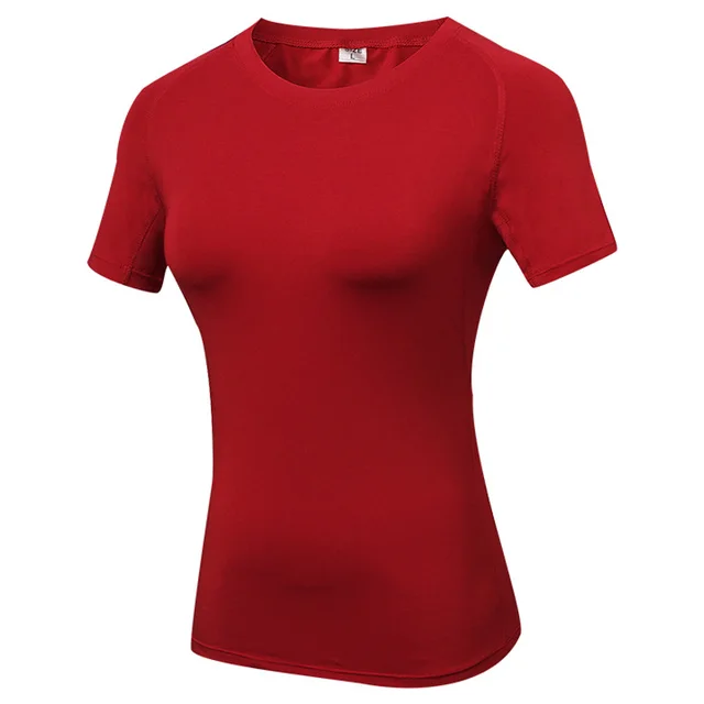 Sports Fitness Yoga Training Running, Wicking And Quick Drying Short Sleeve T shirt Red - Shop at LoveMi