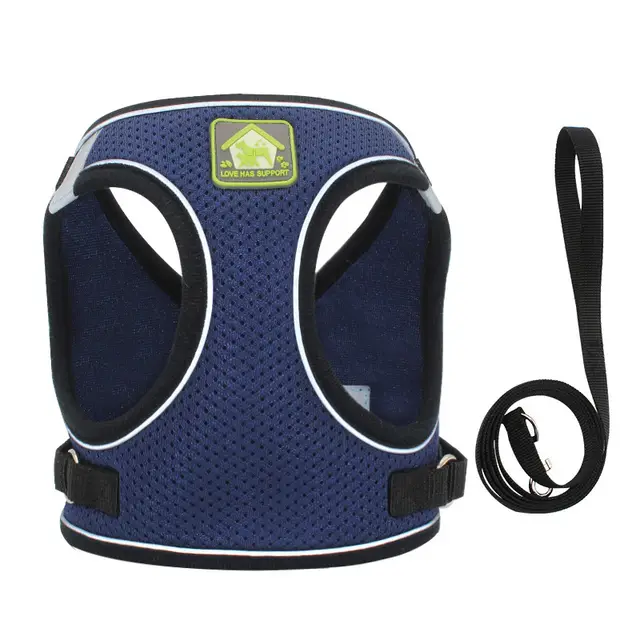 Vest Type Dog Traction Rope is Reflective and Breathable Navy Blue - Shop at LoveMi