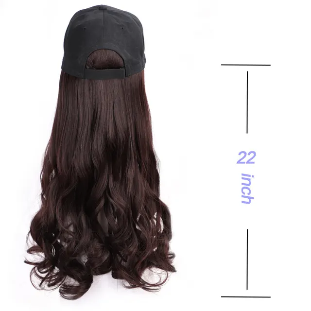 Wig Female Cap Wig Long Curly Hair Natural Big Wave Baseball Hat Wig One Dark Brown - Shop at LoveMi