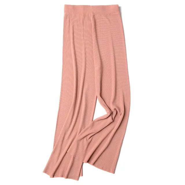 Cropped Knitted Casual Pants With Korean Wide leg Pants Pink - Shop at LoveMi