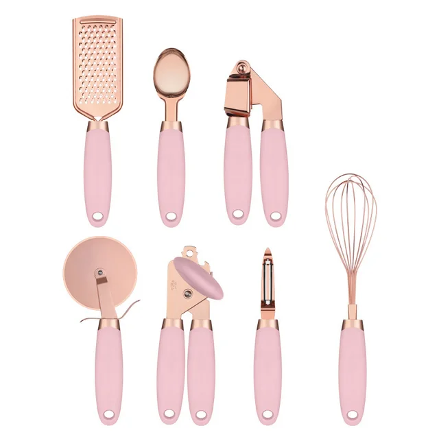 Kitchen Household Peeler Gadget Copper Plating Set Pink - Shop at LoveMi